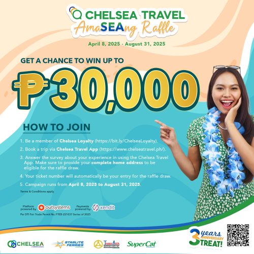Chelsea Travel Marks Third Anniversary with Exciting ‘AmaSEAng Raffle’—Win PhP 30,000!